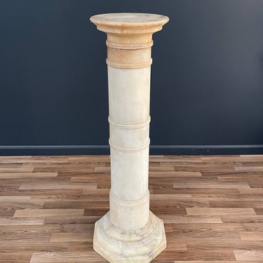 Neoclassical Column Marble Stone Pedestal Stand, c.1930’s 