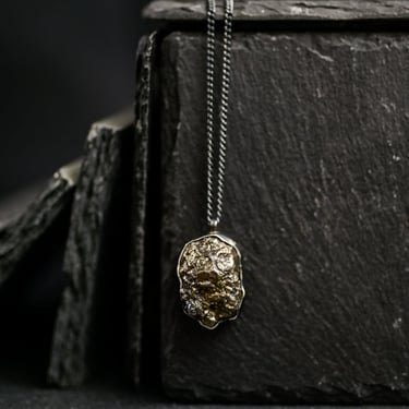 Oxidized Sterling Silver Raw Pyrite Pendant Necklace