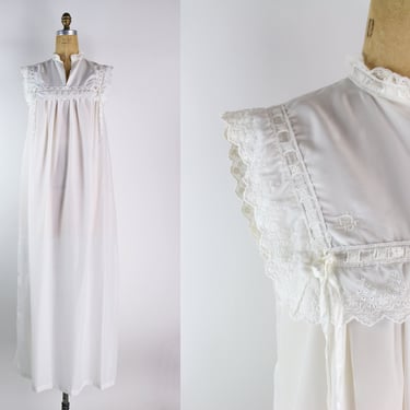 70s Christian Dior White Summer Slip Dress / Summer White Lingerie / Dior Lingerie/ Nightgowns / Dressing Gown/ Size S/M 