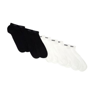 Boss Short Solid Color Socks Set Of 5 Pairs Black And White Cotton Men