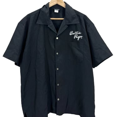 Vintage Bettie Page Black Button Down Rockabilly Shirt Large