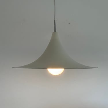 Vintage Trumpet Ceiling Pendant Lamp / Semi Style Tulip Light / Mid Century Danish Design / Yugoslavia / Sijaj Hrastnik / White /  1970s 