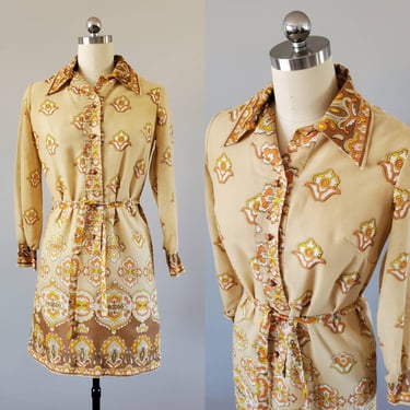 1970s Dress by Toni Todd 70's Shirt Dress 70s Women's Vintage Size Medium 