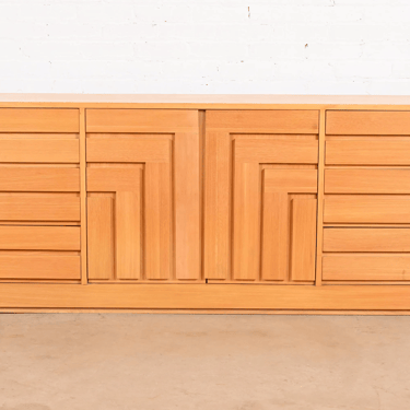 Founders Mid-Century Modern Sculpted Teak Long Dresser, 1970s