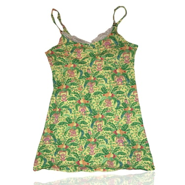 Lilly Pulitzer Soft Stretchy Cotton Floral Night Gown // Light Green Floral Pink Monkeys //Size Large 