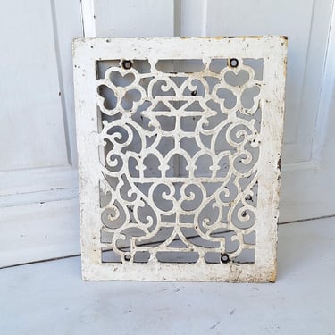 10 x 12 Flower and Urn Design Antique Vent Cover, Vintage Cast Iron Grate, Architecture Salvage, Heating Grate Cover, Cold Air Return 102903 