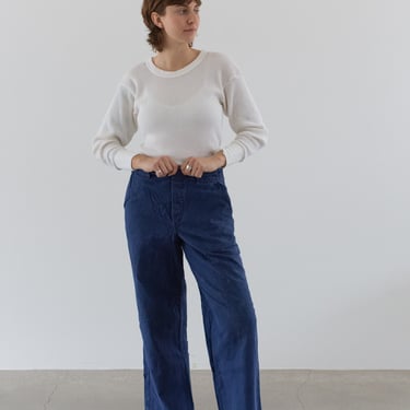 Vintage 30 Waist Washed Blue Denim Painter Pants | Unisex Swedish High Rise Button Fly Cotton Trousers | 