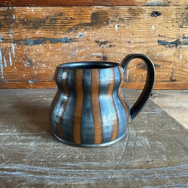 Mug - Dark Gray and Brown Striped 