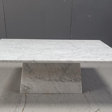 Vintage white marble coffee table, 1970s - marble cocktail table - stone coffee table - white marble - living room table 