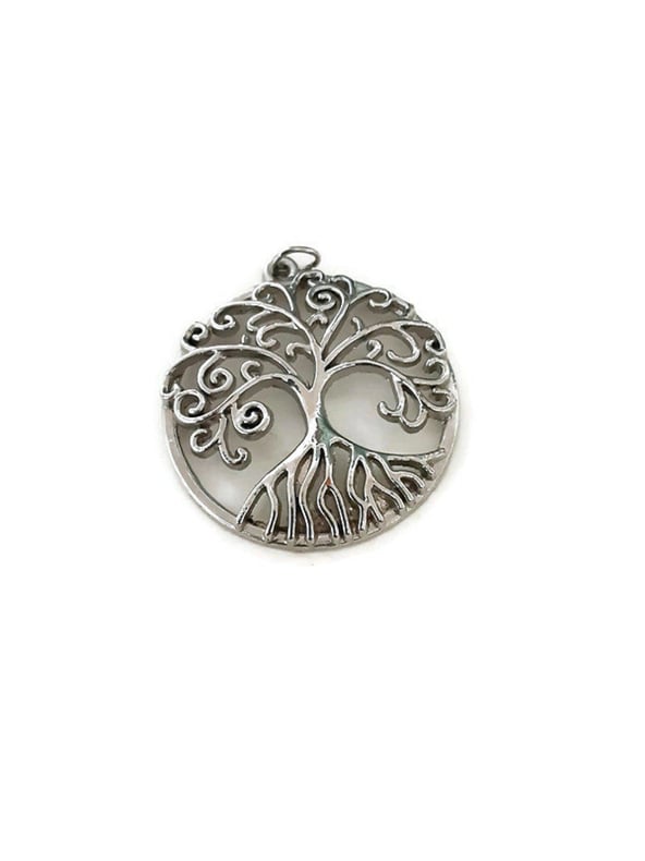 Vintage Tree Of Life Pendant - Silver Tone Open Works Medallion