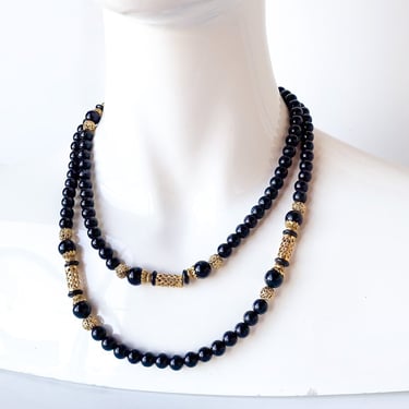 Black & Gold Beaded Necklace