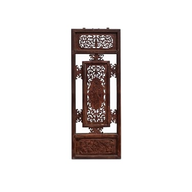 Chinese Vintage Restored Wood Carving Brown Wall Hanging Art ws3057E 