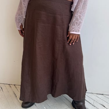 Vintage - Brown Linen Maxi Skirt (3X)