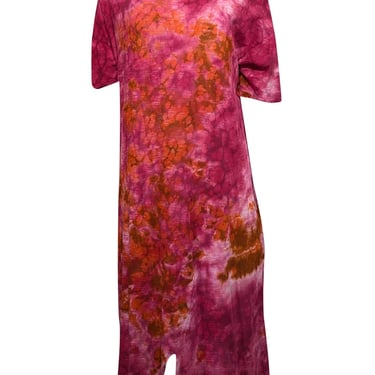 Gilda Midani - Pink, Purple, & Orange Tie Dye Cotton T-Shirt Dress Sz M