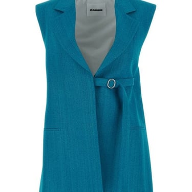 Jil Sander Woman Petrol Blue Viscose Blend Vest