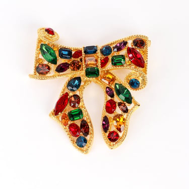 Bejeweled Ribbon Bow Brooch