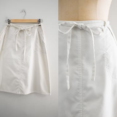 1970s White Twill Wrap Skirt 