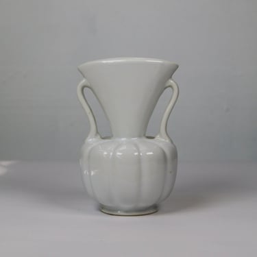 Small White Ceramic Vase with Handles