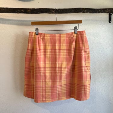 Vintage 90s Cherokee Cotton Pink Plaid Spring Summer Skort Skirt Size 12 