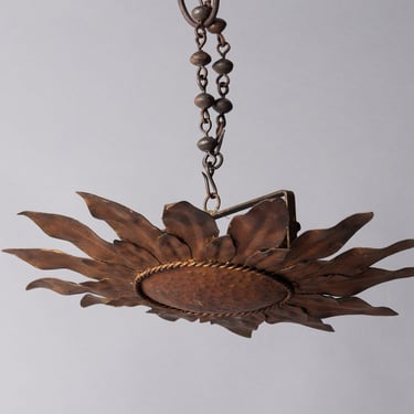 Late 1940's Gilt Iron Spanish Ceiling Light/Pendant