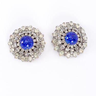 Crystal Cabochon Button Earrings