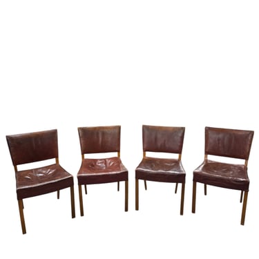 Original Stamped Fritz Hansen Leather Dining Chairs (set 4)