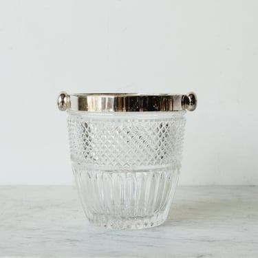 Silver Rim Cut Glass Champagne Bucket