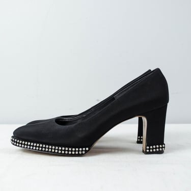1960s shoes | rhinestone pumps | black high heels | US 7 EU 37.5 