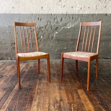 Danish Modern Teak Spindle Back Chair Pair DENMARK ROSEWOOD MCM MID CENTURY