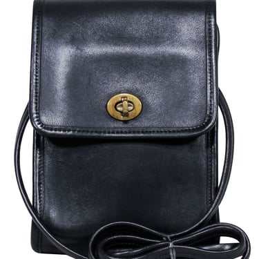 Coach - Black Leather Vintage Mini Turnlock Crossbody Bag
