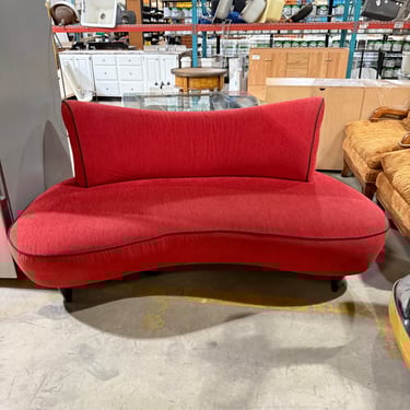 Red Retro Kidney Bean Shaped Loveseat Sofa