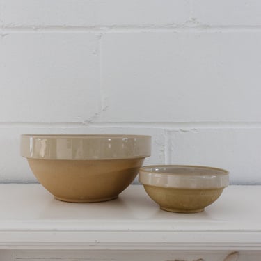 vintage french stoneware bowls, set of 2