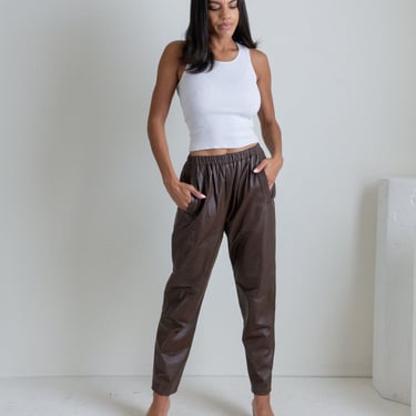 Vintage brown leather tapered pants // S (1883) 