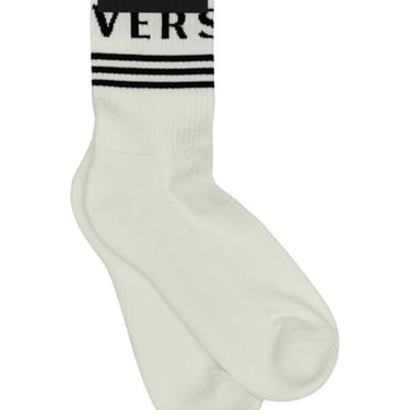 Versace Men White Stretch Cotton Blend Socks