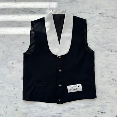 80s Suit Vest | Black and White Vest | Vintage Dinner Vest | Size 12 Medium 