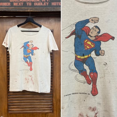 Vintage 1960’s Superman Tee DC Comics Glam Pop Art T-Shirt, 60’s Tee Shirt, 60’a Super Hero, Vintage Clothing 