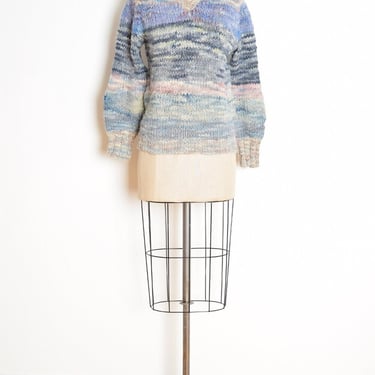 vintage 80s sweater wool pastel gradient space dyed chunky jumper top shirt M clothing 
