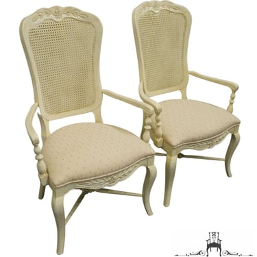 Set of 2 CENTURY FURNITURE Cream / Off White Painted French Provincial Style Dining Arm Chairs 