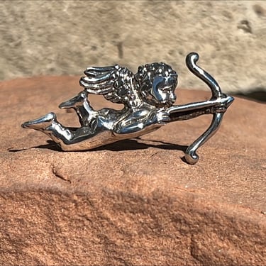 D'Molina ~ Vintage Mexico Sterling Silver Cupid with Bow Shooting an Arrow Pin / Brooch 