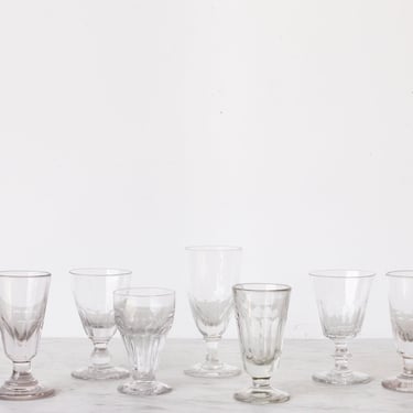 Eclectic Pair of Antique Cut Glass Absinthe Glasses