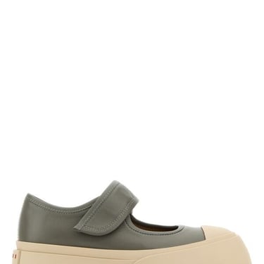 Marni Women Grey Leather Mary Jane Sneakers