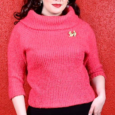 1960s Barbie Pink Cowl Neck Sweater 