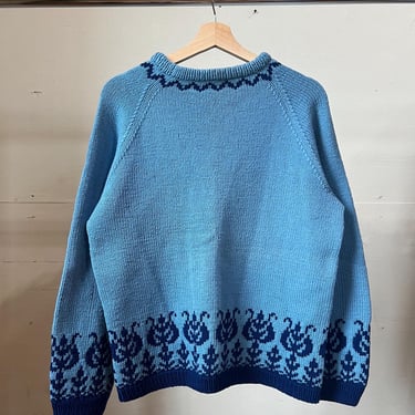 Medium, Vintage 1960s Tulip Blue Knit Sweater, Monochromatic, S4 