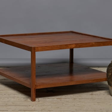 Square Mid Century Modern 1940's Teak Coffee Table with a Shelf Below