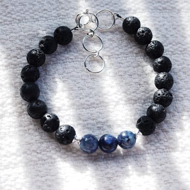 Unisex Men's Lapis Lazuli Lava Bracelet - Keahilani 