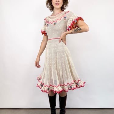1930s Spring Blooms Crochet Dress
