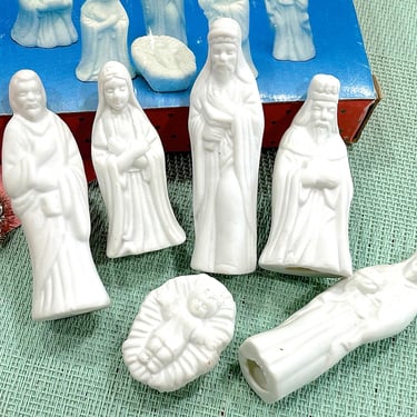 VINTAGE: 1994 Small White Bisque Porcelain Nativity Set - By Artmark - Feather Tree Nativity - Christmas Decor 