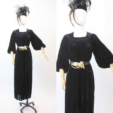 1930s BALLOON SLEEVES silk VELVET gown dress large | new fall winter 