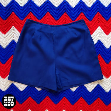 Cute Vintage 60s Navy Blue Crisp Cotton Shorts 
