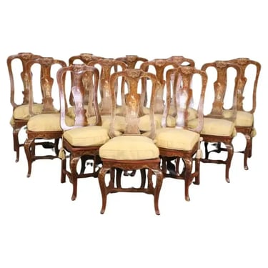 Fine Set of Dark Red Italian Italian Made Chinoiserie Cane Seat Dining Chairs
